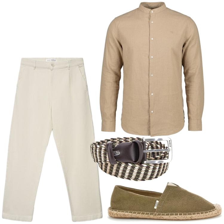 Outfit uomo - Cena estiva. Stile Casual per Serata speciale. Abbinamento con pantaloni chino, cinture, espadrillas, camicie.