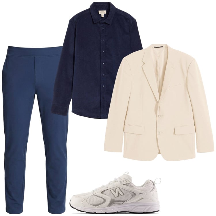 Outfit uomo - Giacca e sneakers. Stile Casual per Ufficio. Abbinamento con giacche, camicie, pantaloni, sneakers.