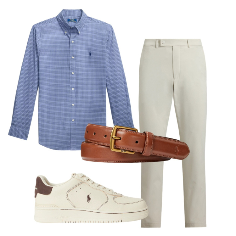 Outfit uomo - Total look #2449489. Stile Business/Elegante per Tutti i giorni. Abbinamento con cinture, sneakers, pantaloni, camicie.