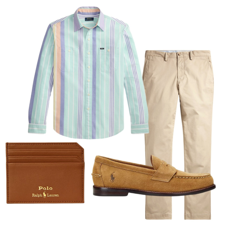 Outfit uomo - Total look #2449497. Stile Business/Elegante per Ufficio. Abbinamento con pantaloni, scarpe stringate, portafogli, camicie.