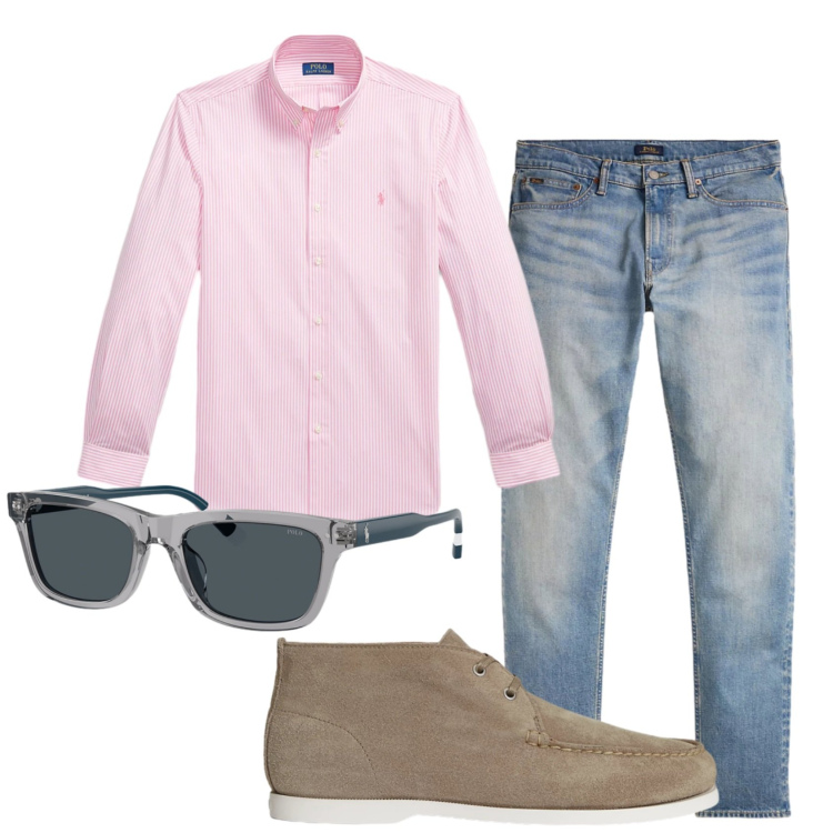 Outfit uomo - Total look #2449498. Stile Business/Elegante per Tutti i giorni. Abbinamento con occhiali da sole, scarpe stringate, jeans, camicie.