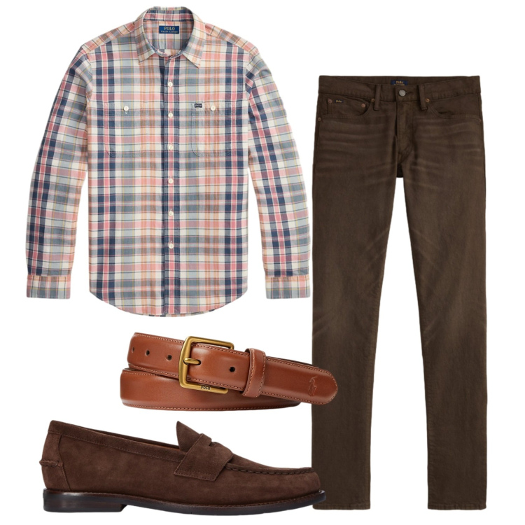 Outfit uomo - Total look #2449502. Stile Business/Elegante per Ufficio. Abbinamento con cinture, jeans, scarpe stringate, camicie.