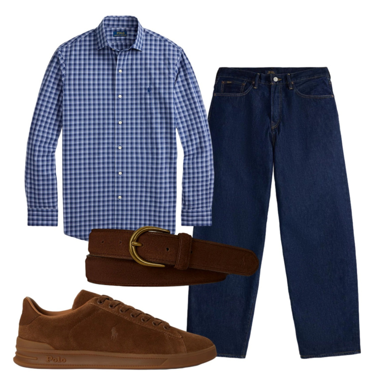 Outfit uomo - Total look #2449507. Stile Casual per Tutti i giorni. Abbinamento con cinture, jeans, sneakers, camicie.