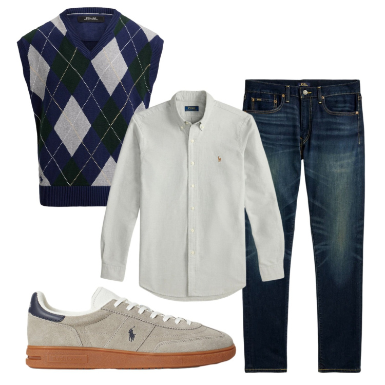 Outfit uomo - Total look #2449510. Stile Casual per Tutti i giorni. Abbinamento con jeans, sneakers, maglieria, camicie.