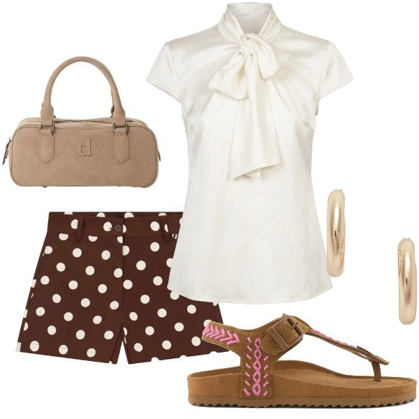Outfit donna - E siamo in Agosto....... Stile Casual chic per Tutti i giorni. Abbinamento con borse a mano, shorts, camicie, orecchini, infradito.