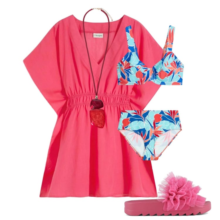 Outfit donna - Spiagge italiane. Stile Casual per Mare. Abbinamento con vestiti da spiaggia, bikini, ciondoli, ciabatte.