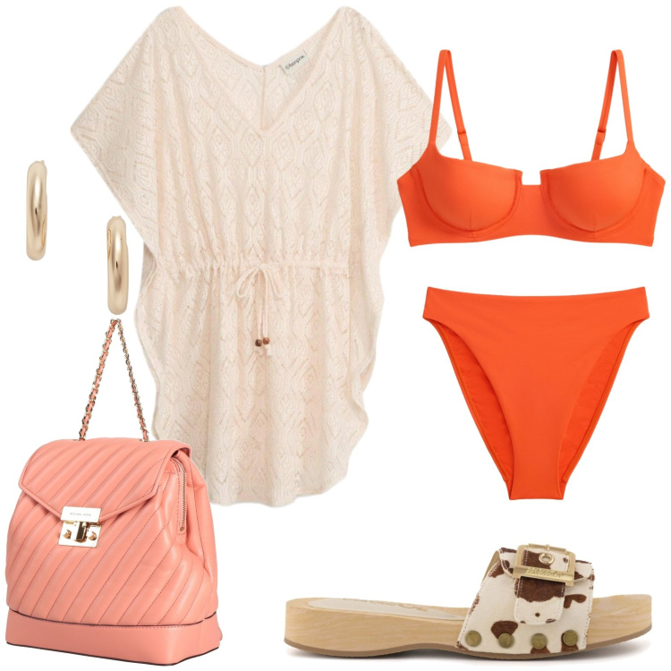 Outfit donna - Mare...mare.. Stile Casual per Mare. Abbinamento con zaini, vestiti da spiaggia, orecchini, bikini, bikini, ciabatte.