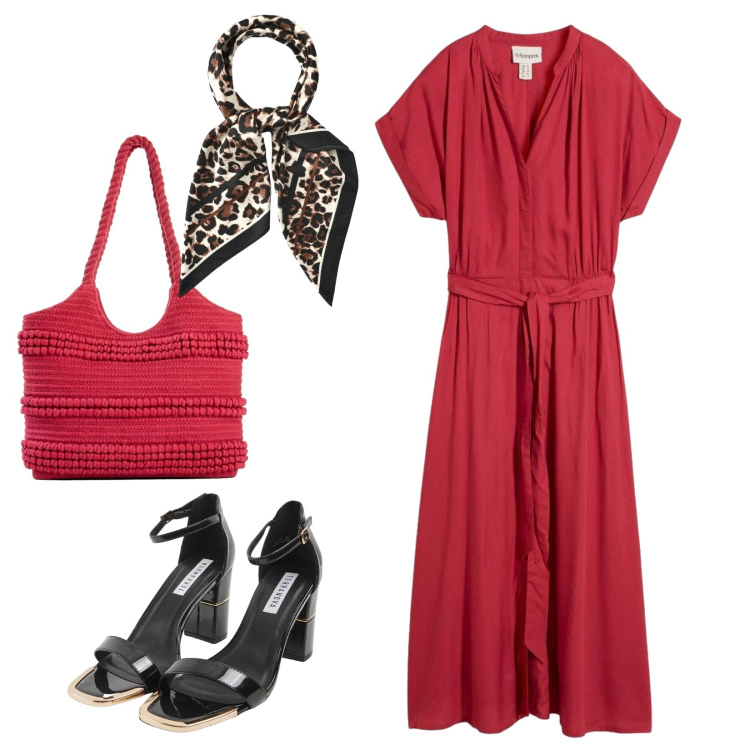 Outfit donna - Domenica retrò. Stile Vintage retrò per Tutti i giorni. Abbinamento con vestiti chemisier, shopping bag, sabot, foulard.