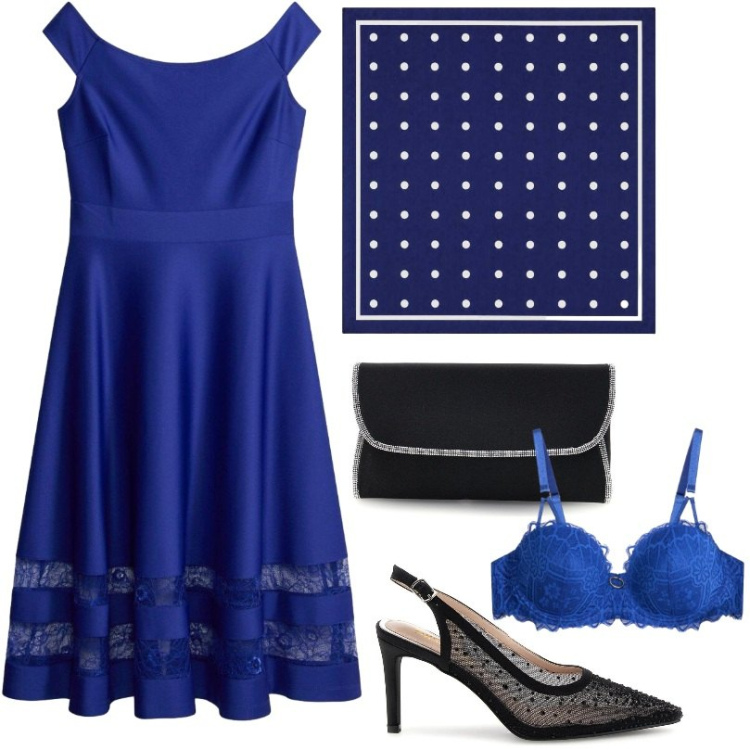 Outfit donna - sophisticated. Stile Chic per Cerimonia. Abbinamento con vestiti, reggiseni a balconcino, foulard, décolleté, pochette.
