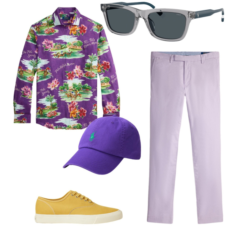 Outfit uomo - Total look #2449655. Stile Trendy per Serata speciale. Abbinamento con sneakers, occhiali da sole, cappelli con visiera, pantaloni, camicie.