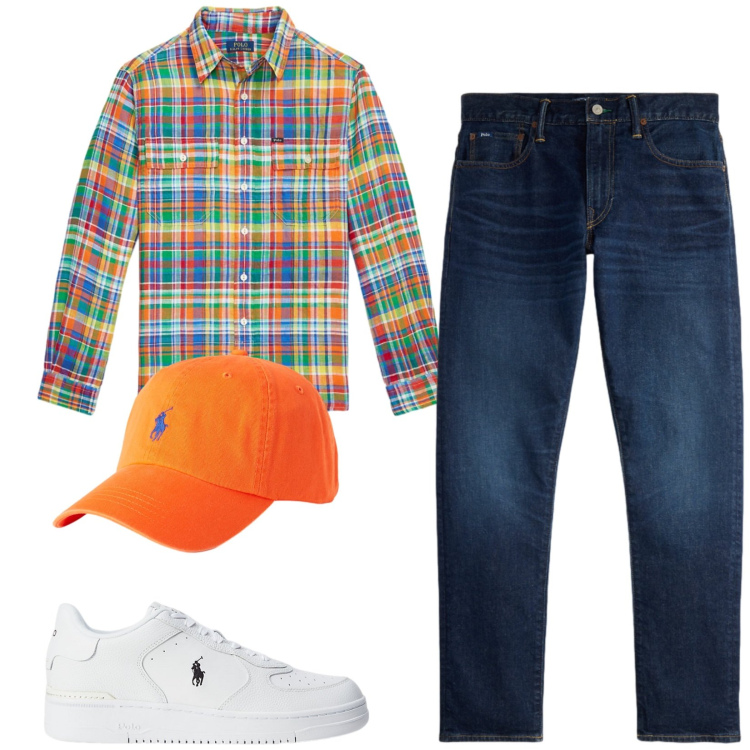 Outfit uomo - Total look #2449656. Stile Trendy per Tutti i giorni. Abbinamento con sneakers, cappelli con visiera, jeans, camicie.