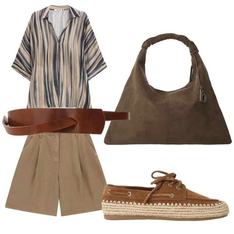 Outfit donna - Total look #2449661. Stile Urban per Mare. Abbinamento con camicie, bermuda, borse a spalla, cinture, scarpe stringate.