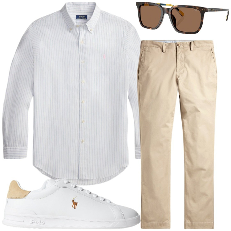 Outfit uomo - Total look #2449730. Stile Trendy per Ufficio. Abbinamento con sneakers, pantaloni, occhiali da sole, camicie.
