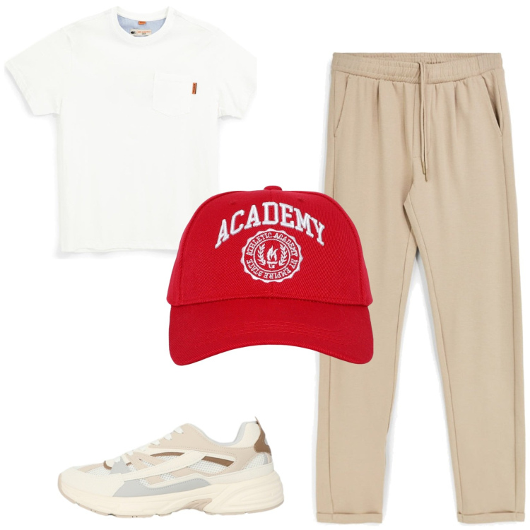 Outfit uomo - Total look #2449766. Stile Trendy per Sport. Abbinamento con cappelli, sneakers, pantaloni, t-shirt.