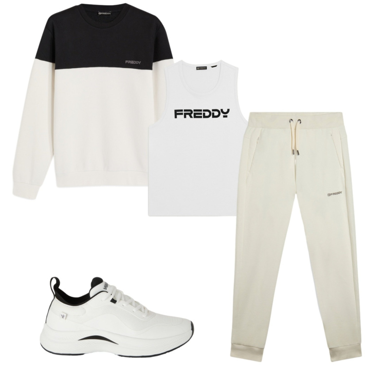 Outfit uomo - Total look #2449769. Stile Urban per Sport. Abbinamento con felpe, pantaloni, sneakers, canottiere.