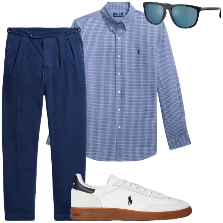 Outfit uomo - Total look #2449792. Stile Trendy per Serata speciale. Abbinamento con occhiali da sole, sneakers, pantaloni, camicie.