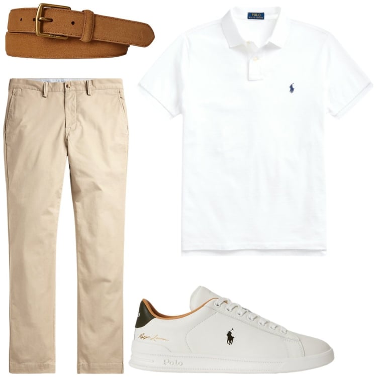 Outfit uomo - Total look #2449794. Stile Trendy per Serata speciale. Abbinamento con pantaloni, cinture, polo, sneakers.