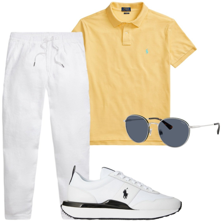 Outfit uomo - Total look #2449801. Stile Casual per Tutti i giorni. Abbinamento con polo, occhiali da sole, sneakers, pantaloni.