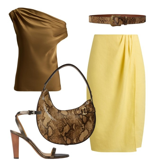 Outfit donna - Total look #2449826- Less is more.... Stile Urban per Tutti i giorni. Abbinamento con gonne, top, borse a spalla, sandali col tacco, cinture.