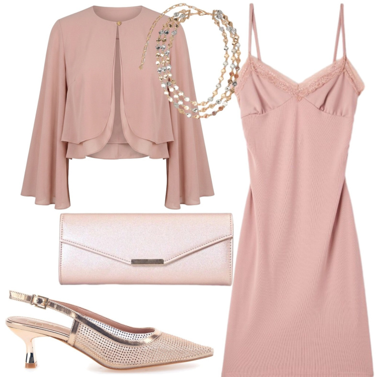 Outfit donna - Elegante. Stile Chic per Serata fuori. Abbinamento con vestiti a tubino, clutch, blazer, collane, décolleté.