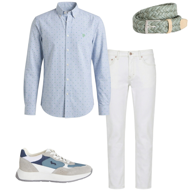 Outfit uomo - Serata con amici. Stile Business/Elegante per Serata speciale. Abbinamento con sneakers, jeans, cinture, camicie.