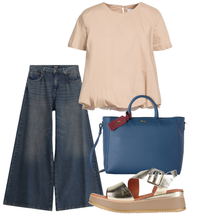 Outfit donna - Zampissima. Stile Casual chic per Serata fuori. Abbinamento con top, sandali in pelle, borse a mano, jeans.