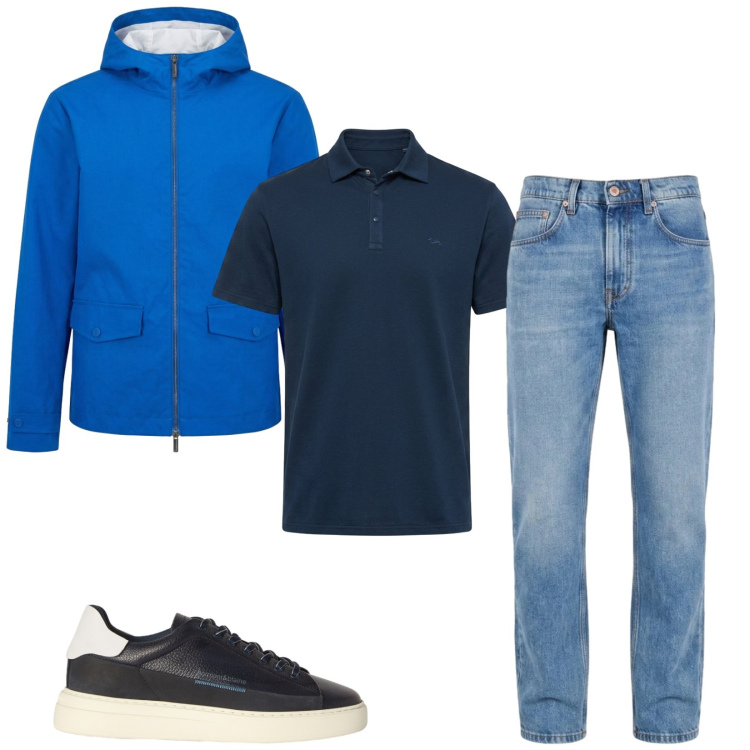 Outfit uomo - Total look #2450059. Stile Casual per Tutti i giorni. Abbinamento con giacche, jeans, polo, sneakers.