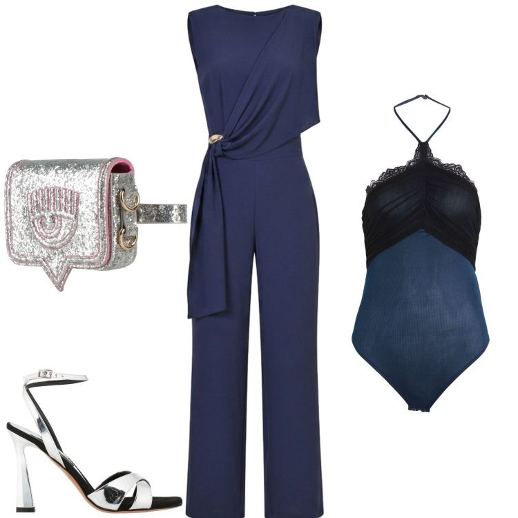 Outfit donna - Cerimonia. Stile Chic per Cerimonia. Abbinamento con sandali in pelle, marsupi, body, tute.