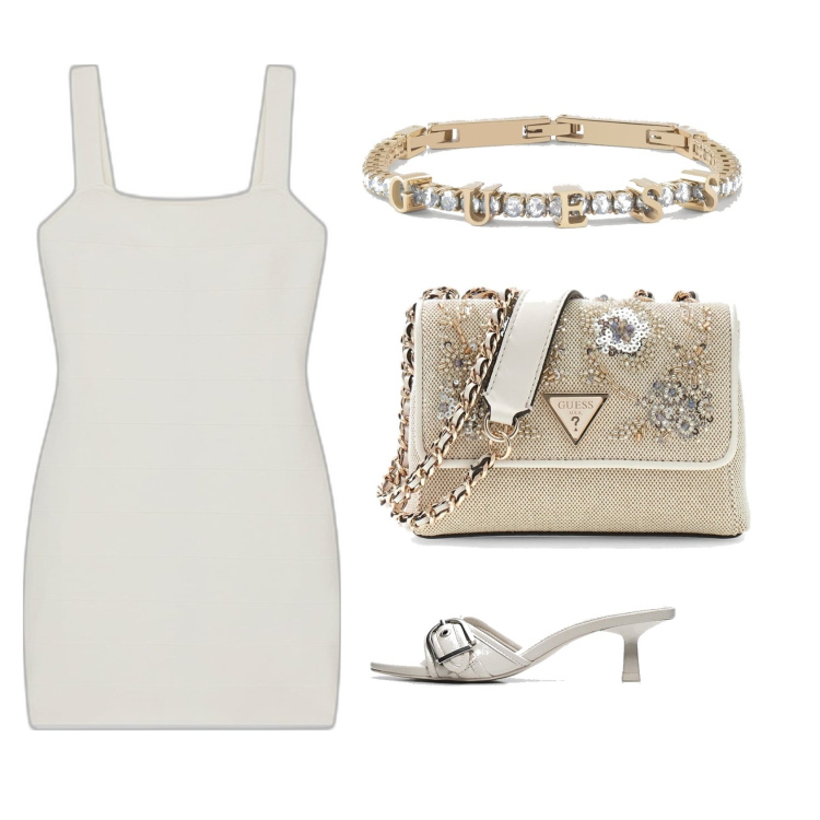 Outfit mujer - Sexy look. Estilo Sexy para Todos los días. Combinación con pulseras, pantuflas, vestidos cortos, bolsos de mano.