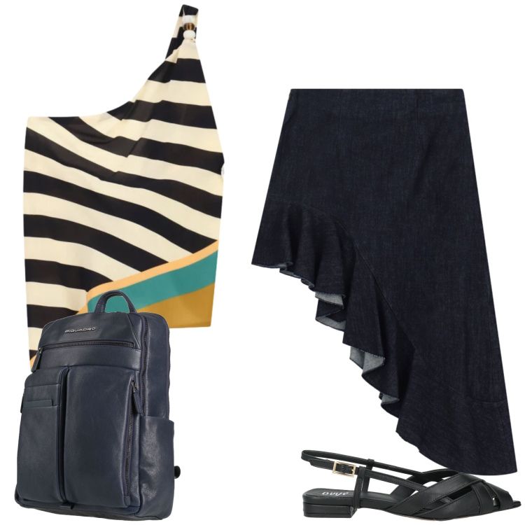 Outfit donna - Total look #2450158. Stile Casual chic per Tutti i giorni. Abbinamento con zaini, sandali in pelle, top, gonne longuette.