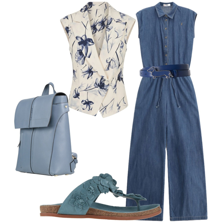 Outfit donna - Casual. Stile Casual per Tutti i giorni. Abbinamento con zaini, infradito, cinture, tute, gilet.