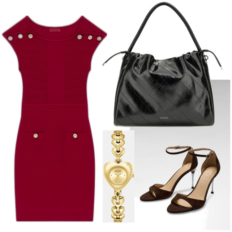 Outfit mujer - Urban style. Estilo Urban para Todos los días. Combinación con vestidos cortos, bolsos de mano, relojes analógicos, sandalias de tacón.