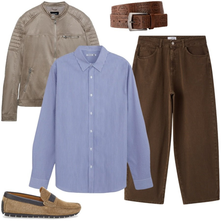 Outfit uomo - Total look #2450195. Stile Casual per Tutti i giorni. Abbinamento con cinture, giacche, pantaloni, camicie, scarpe stringate.