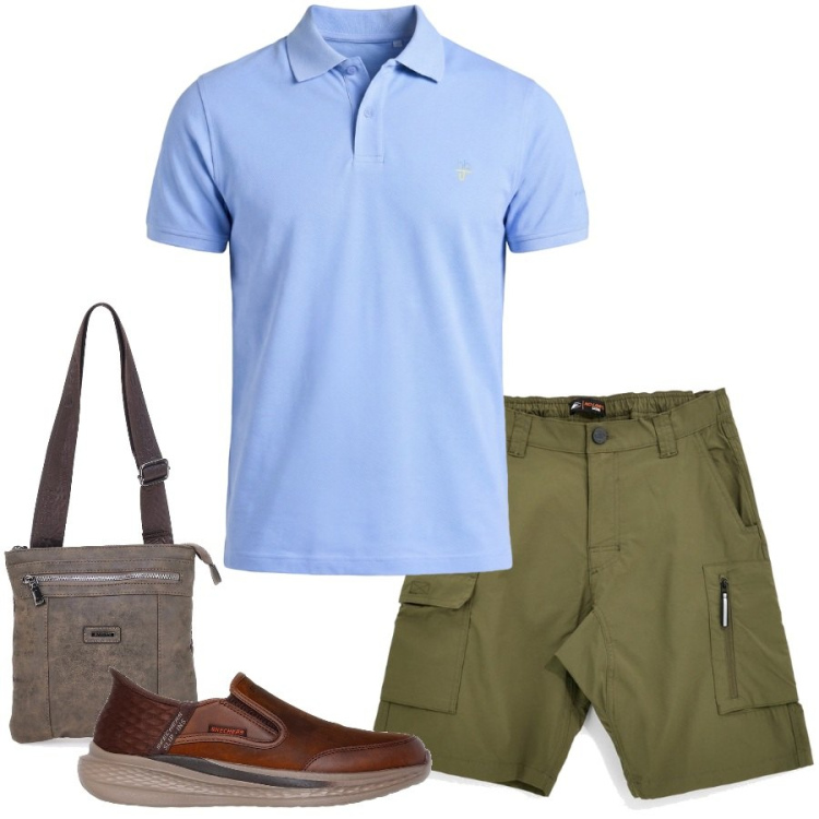Outfit uomo - Total look #2450199. Stile Casual per Tutti i giorni. Abbinamento con polo, portafogli, sneakers, bermuda.