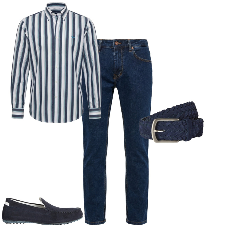 Outfit uomo - Sporty chic serata estiva. Stile Trendy per Serata speciale. Abbinamento con scarpe stringate, pantaloni, camicie, cinture.