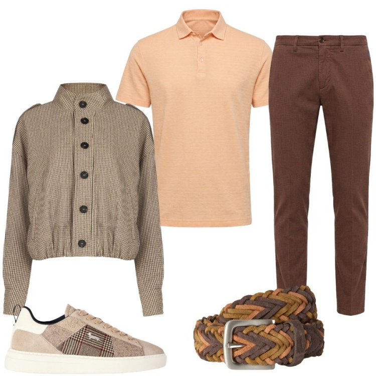 Outfit uomo - Total look #2450229. Stile Trendy per Tutti i giorni. Abbinamento con pantaloni chino, polo, sneakers, cinture, giacche.