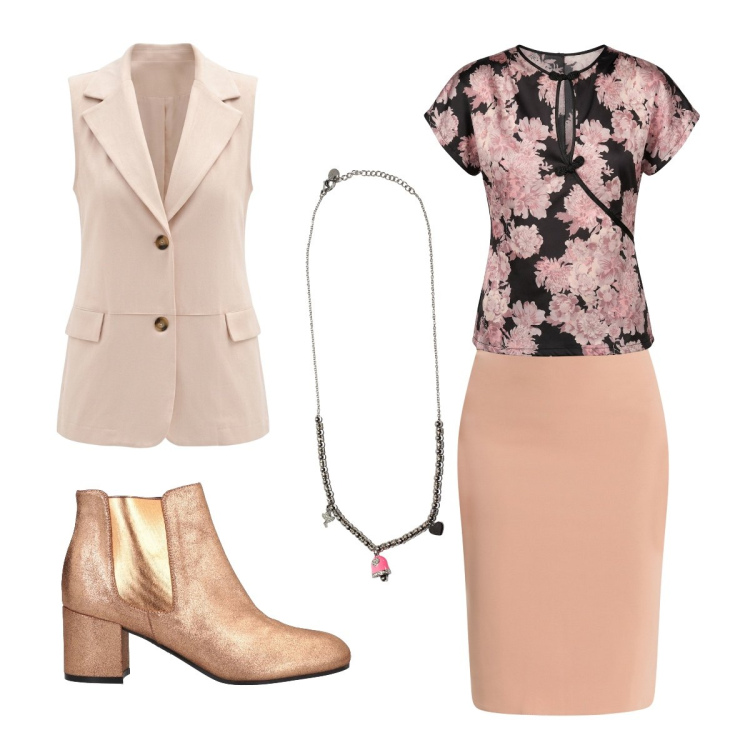 Outfit donna - Tailleur per la laurea. Stile Mannish per Scuola/Università. Abbinamento con stivaletti chelsea, gonne longuette, gilet, top, ciondoli.
