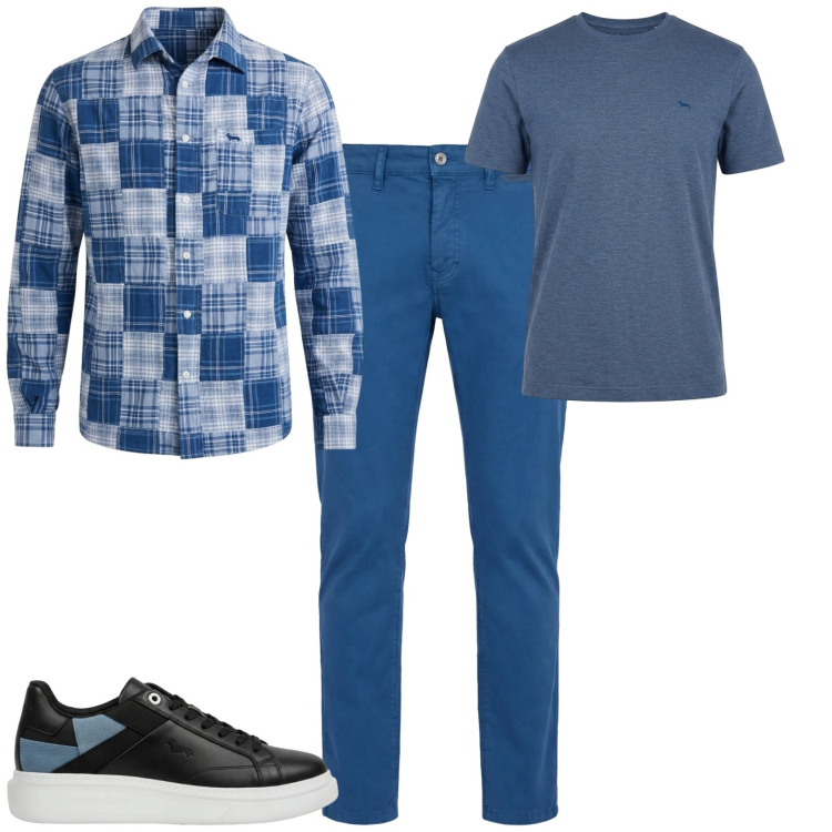 Outfit uomo - Trendy serata estiva città. Stile Trendy per Serata speciale. Abbinamento con pantaloni, sneakers, t-shirt, camicie.