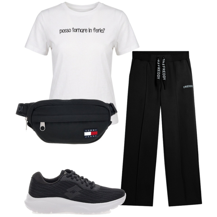 Outfit donna - Total look #2450377. Stile Casual per Sport. Abbinamento con t-shirt, pantaloni, scarpe sportive, borse sportive.