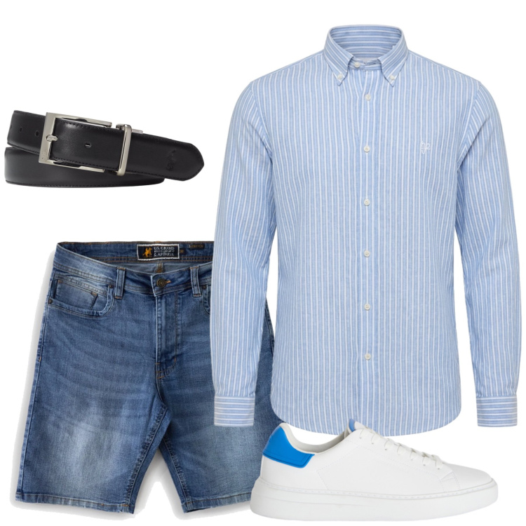 Outfit uomo - Total look #2450404. Stile Casual per Tutti i giorni. Abbinamento con sneakers, camicie, cinture, bermuda.