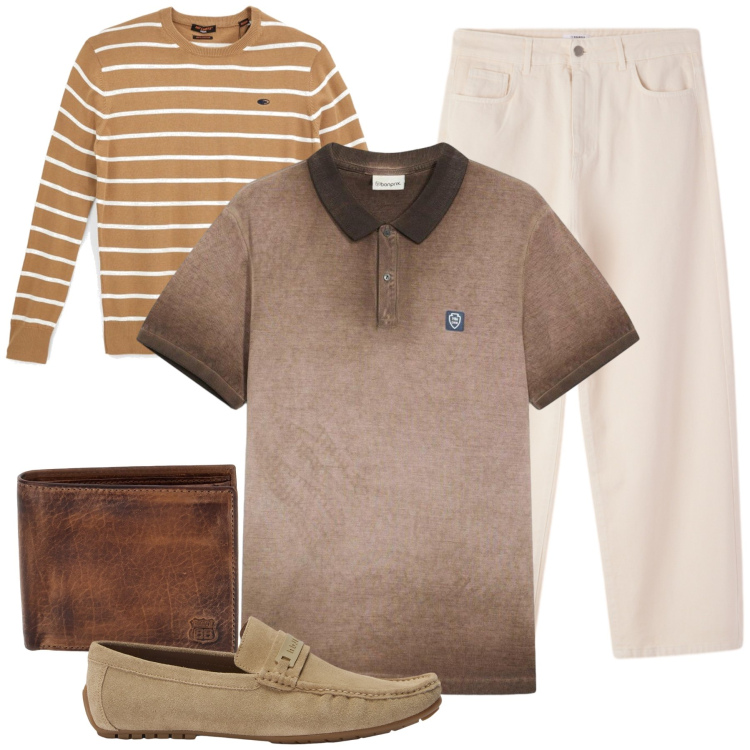 Outfit uomo - Total look #2450416. Stile Casual per Tutti i giorni. Abbinamento con polo, scarpe stringate, pantaloni, pullovers, portafogli.