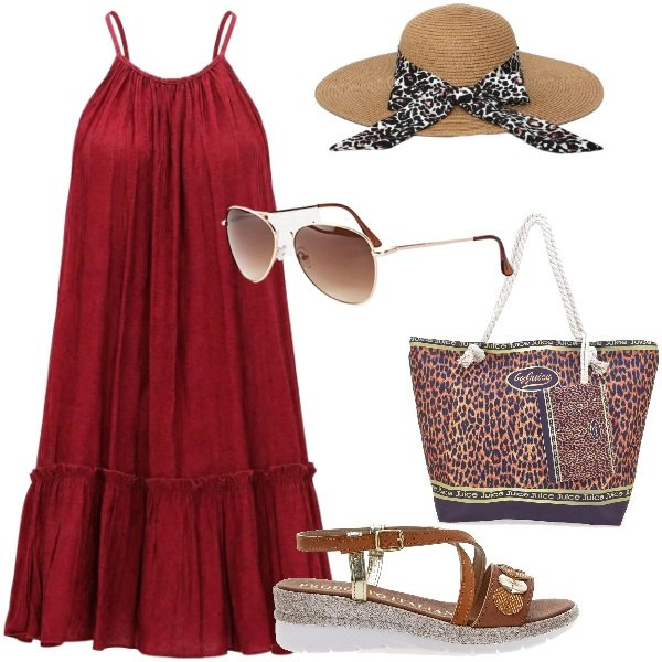 Outfit donna - E siamo in Agosto....... Stile Casual per Tutti i giorni. Abbinamento con occhiali da sole, cappelli, vestiti corti, sandali, shopping bag.