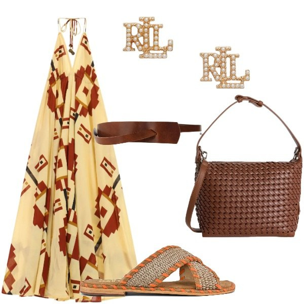 Outfit donna - E siamo in Agosto....... Stile Casual per Tutti i giorni. Abbinamento con borse a spalla, cinture, vestiti lunghi, orecchini, ciabatte.