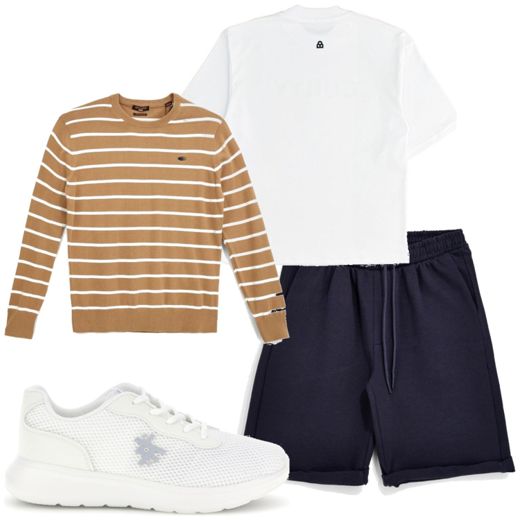 Outfit uomo - Total look #2450474. Stile Casual per Tutti i giorni. Abbinamento con sneakers, bermuda, pullovers, maglieria.