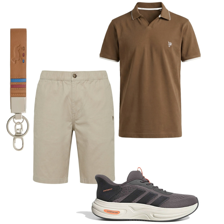 Outfit uomo - Total look #2450486. Stile Casual per Tutti i giorni. Abbinamento con bermuda, polo, portachiavi, sneakers.