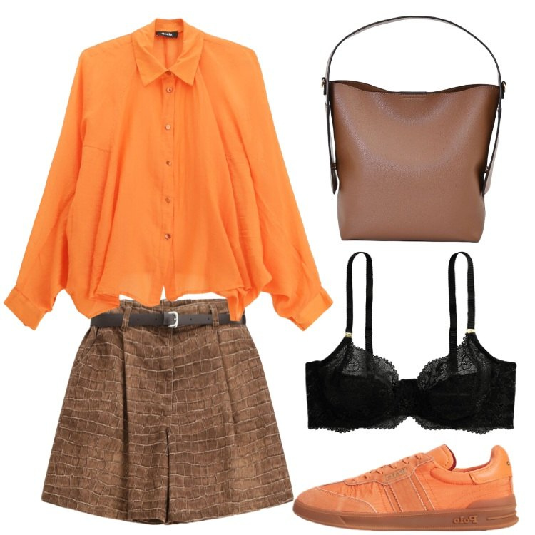 Outfit donna - A colpo d\'occhio - Focus Donna Curvy Ita. Stile Casual per Tutti i giorni. Abbinamento con bermuda, camicie, borse a mano, reggiseni, sneakers.