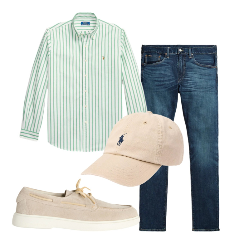 Outfit uomo - Total look #2450704. Stile Casual per Tutti i giorni. Abbinamento con scarpe stringate, jeans, cappelli con visiera, camicie.