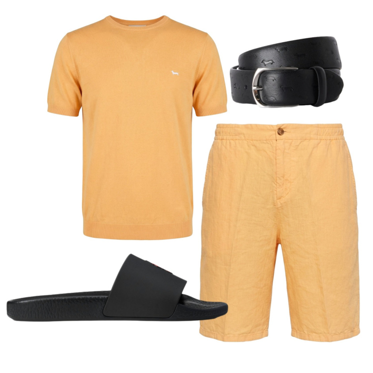 Outfit uomo - Total look #2450719. Stile Casual per Tutti i giorni. Abbinamento con t-shirt, bermuda, cinture, sandali.