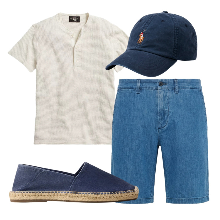 Outfit uomo - Total look #2450720. Stile Casual per Tutti i giorni. Abbinamento con bermuda, cappelli, t-shirt, espadrillas.