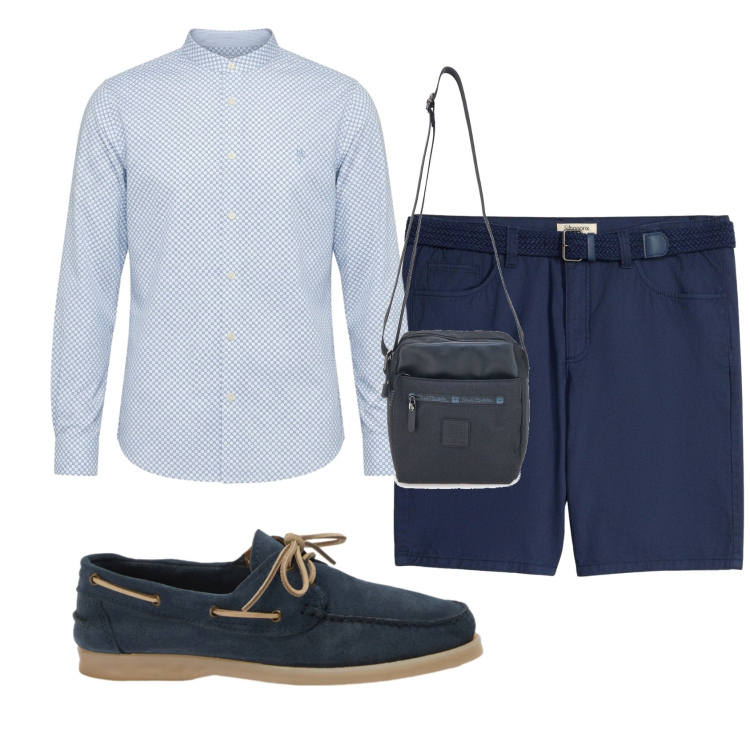 Outfit uomo - Total look #2450732. Stile Casual per Serata speciale. Abbinamento con bermuda, scarpe stringate, camicie, portafogli.